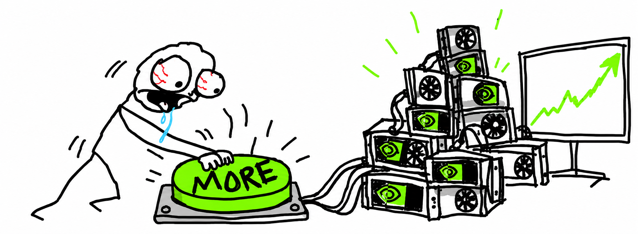 Person presses MORE to power a GPU tower